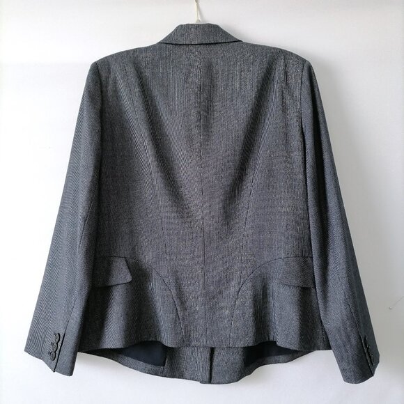 Lafayette 148 New York Gray Peak Lapel Single Breasted Two Button Blazer Sz 12 - Picture 4 of 7